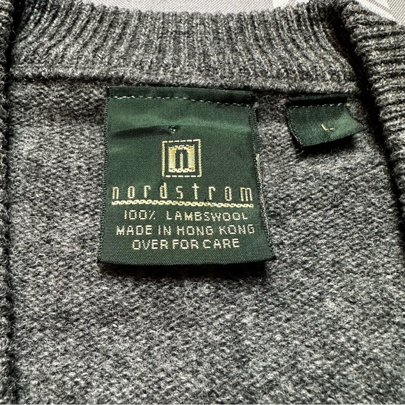 Nordstrom Men's Sweater Sz L 100% Lambswool Crew Neck Pull On Gray - Picture 2 of 7
